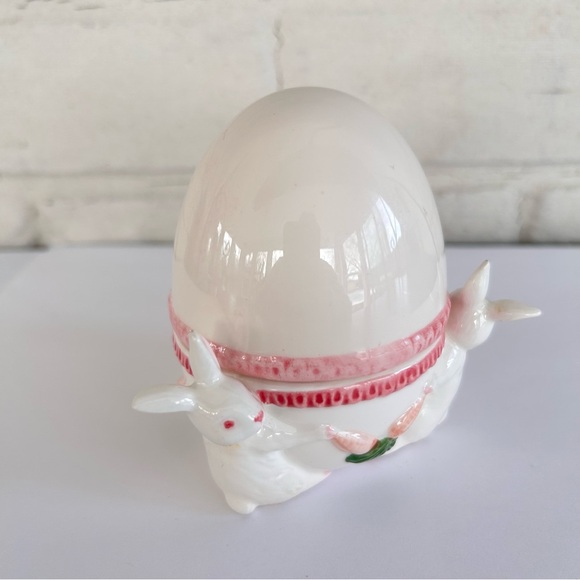 Fitz and Floyd Candy Jar Lidded Container Bunnies with Easter Egg Japan - Picture 8 of 11